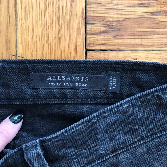 All Saints Black Distressed Denim Mini Skirt - Picture 5 of 7